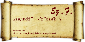 Szajkó Fábián névjegykártya